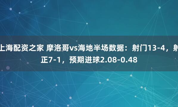 上海配资之家 摩洛哥vs海地半场数据：射门13-4，射正7-1，预期进球2.08-0.48